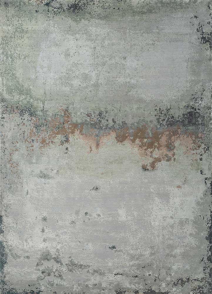 blue blue wool and bamboo silk hand knotted Rug