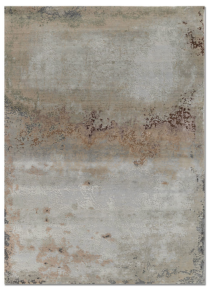 blue blue wool and bamboo silk hand knotted Rug