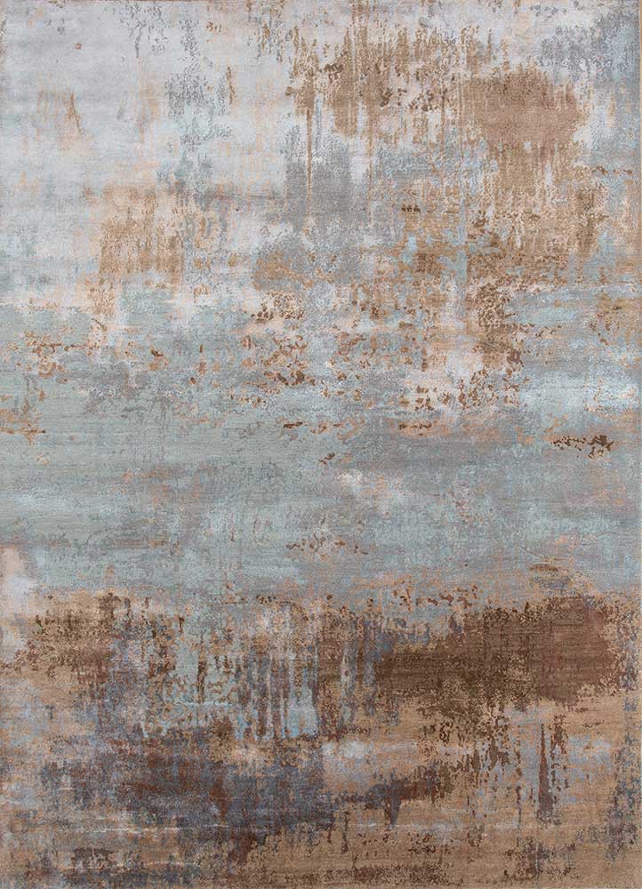 chaos theory by kavi grey and black wool and bamboo silk hand knotted Rug