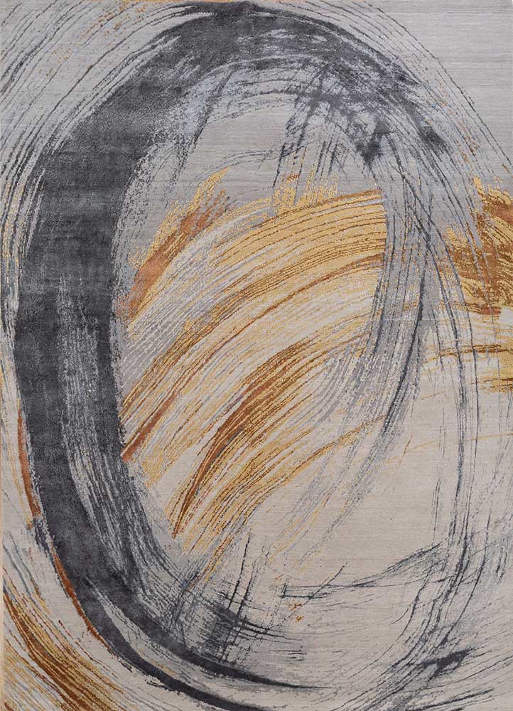  ivory wool and bamboo silk hand knotted Rug