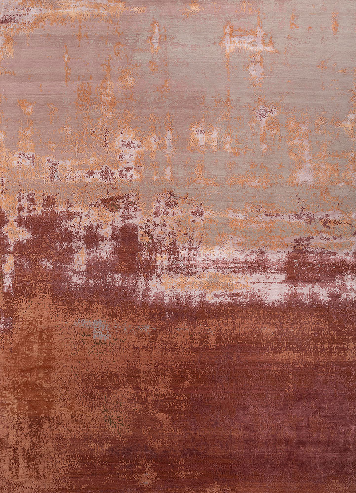 pink and purple pink and purple wool and bamboo silk hand knotted Rug