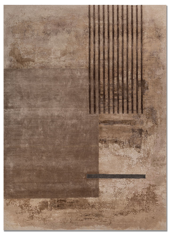aakar by kavi beige and brown wool and bamboo silk hand knotted Rug - HeadShot aakar by kavi beige and brown wool and bamboo silk hand knotted Rug - HeadShot