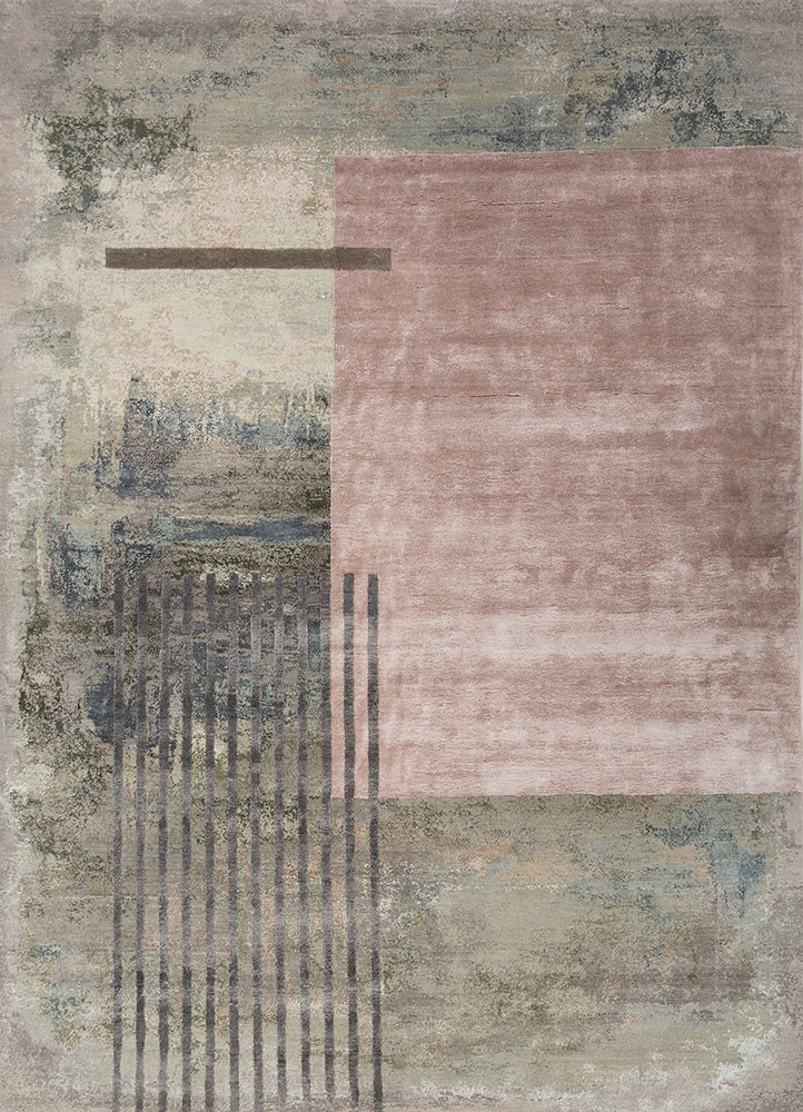 aakar by kavi grey and black wool and bamboo silk hand knotted Rug - HeadShot aakar by kavi grey and black wool and bamboo silk hand knotted Rug - HeadShot