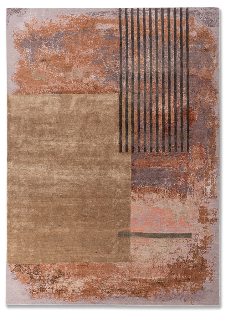 pink and purple pink and purple wool and bamboo silk hand knotted Rug