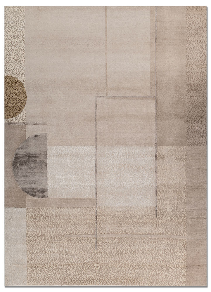 aakar by kavi ivory wool and bamboo silk hand knotted Rug - HeadShot
