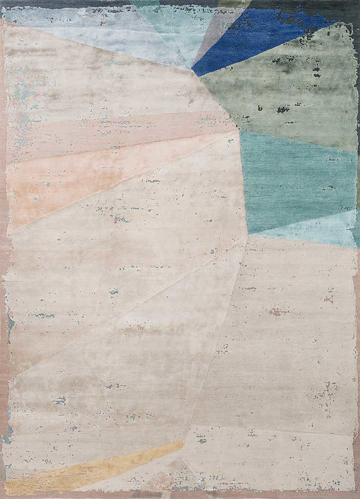 ivory ivory wool and bamboo silk hand knotted Rug