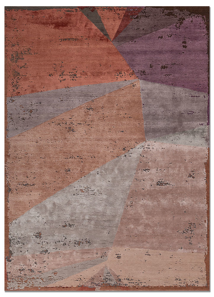 red and orange red and orange wool and bamboo silk hand knotted Rug