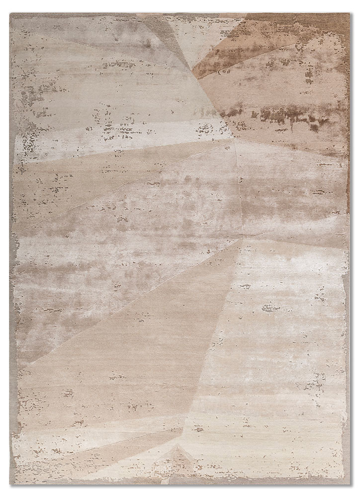 ivory ivory wool and bamboo silk hand knotted Rug