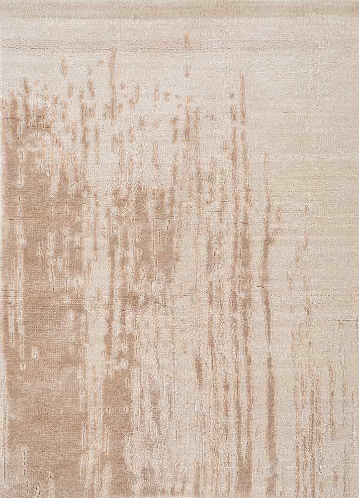  ivory wool and bamboo silk hand knotted Rug