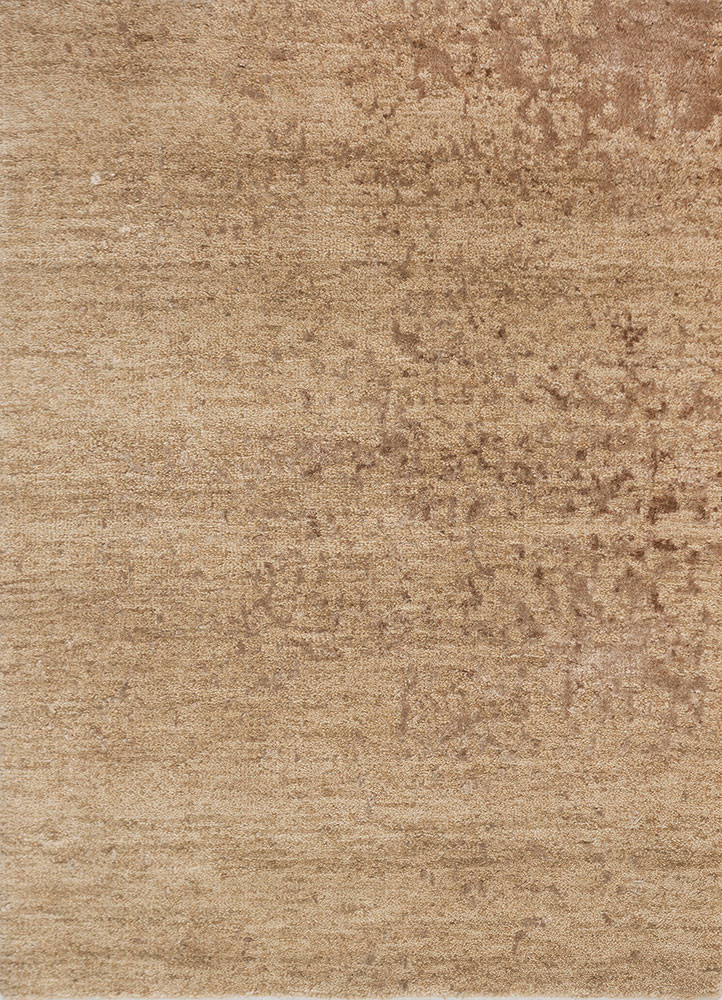 beige and brown beige and brown wool and bamboo silk hand knotted Rug