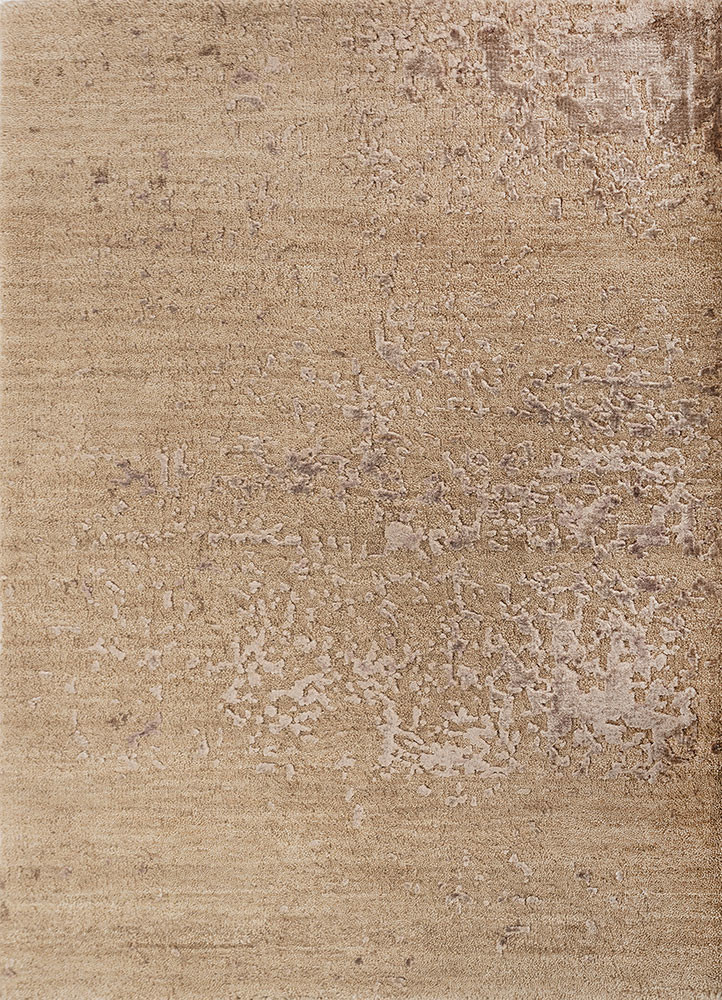 beige and brown beige and brown wool and bamboo silk hand knotted Rug