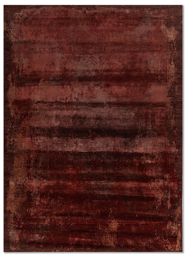  red and orange wool and bamboo silk hand knotted Rug