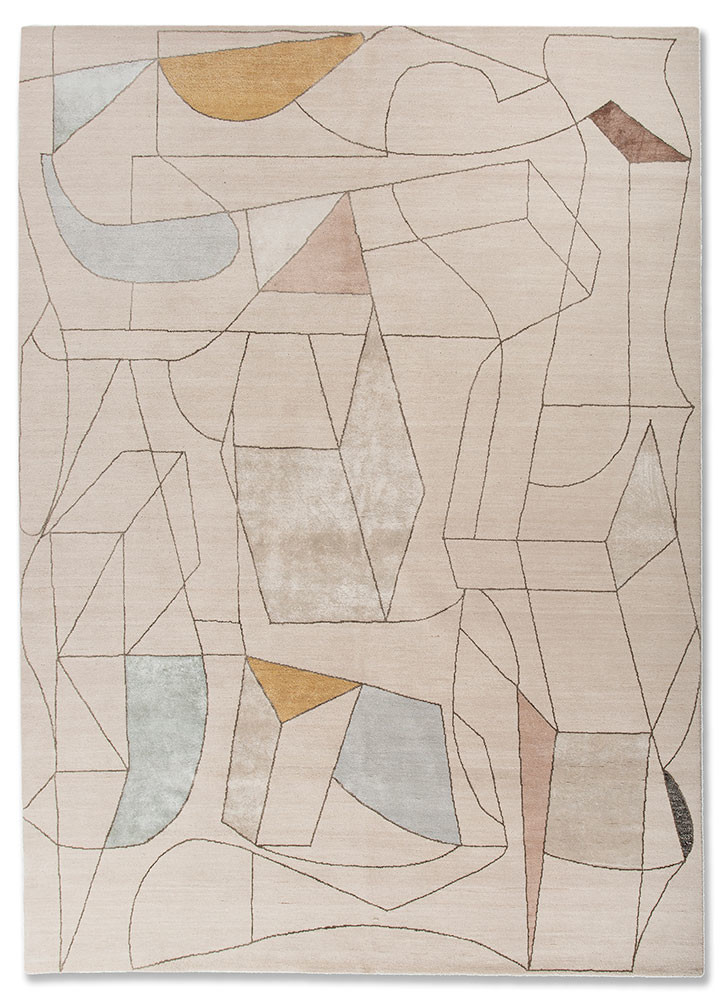 aakar by kavi ivory wool and bamboo silk hand knotted Rug - HeadShot aakar by kavi ivory wool and bamboo silk hand knotted Rug - HeadShot