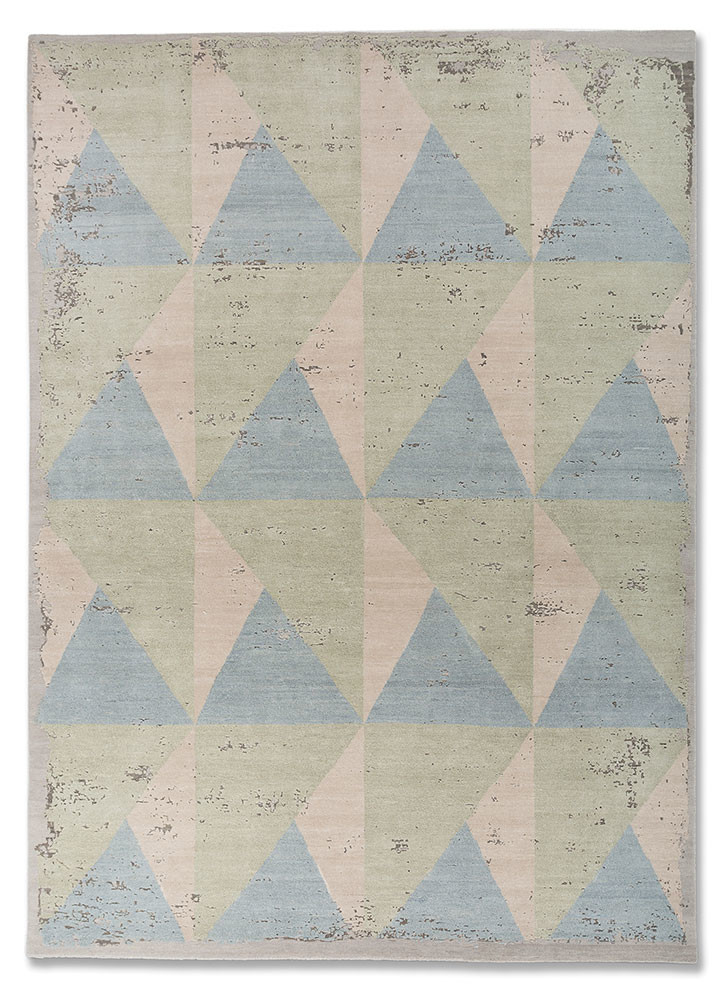 unfold by kavi ivory wool and bamboo silk hand knotted Rug - HeadShot