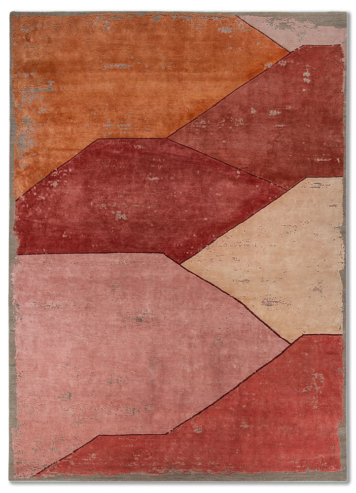 unfold by kavi beige and brown wool and bamboo silk hand knotted Rug - HeadShot unfold by kavi beige and brown wool and bamboo silk hand knotted Rug - HeadShot