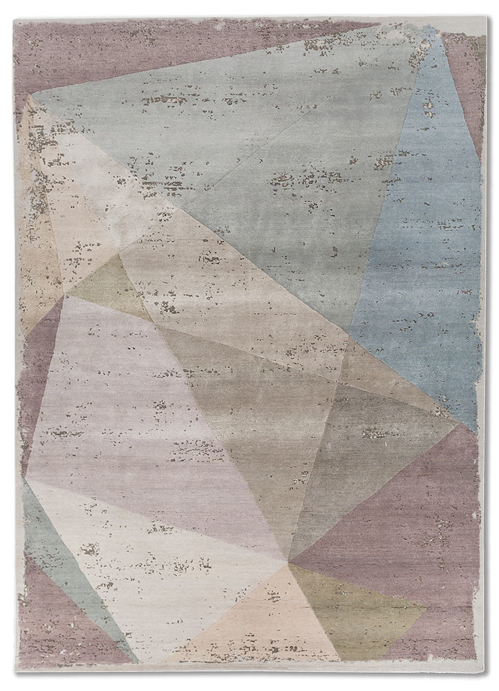 unfold by kavi pink and purple wool and bamboo silk hand knotted Rug - HeadShot