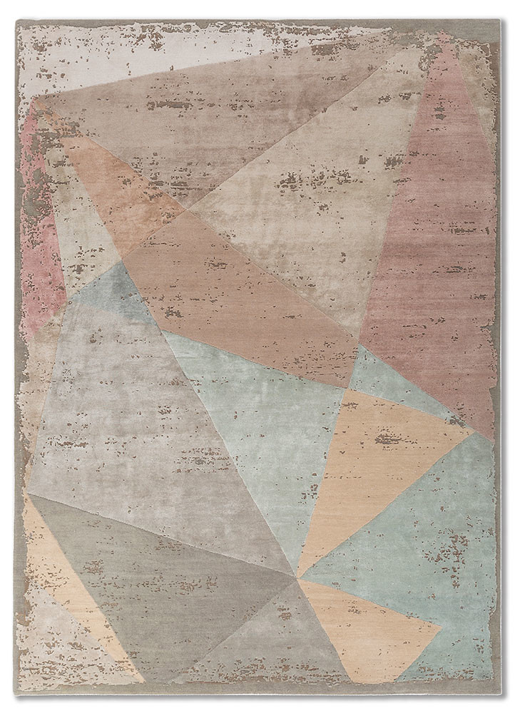  pink and purple wool and bamboo silk hand knotted Rug