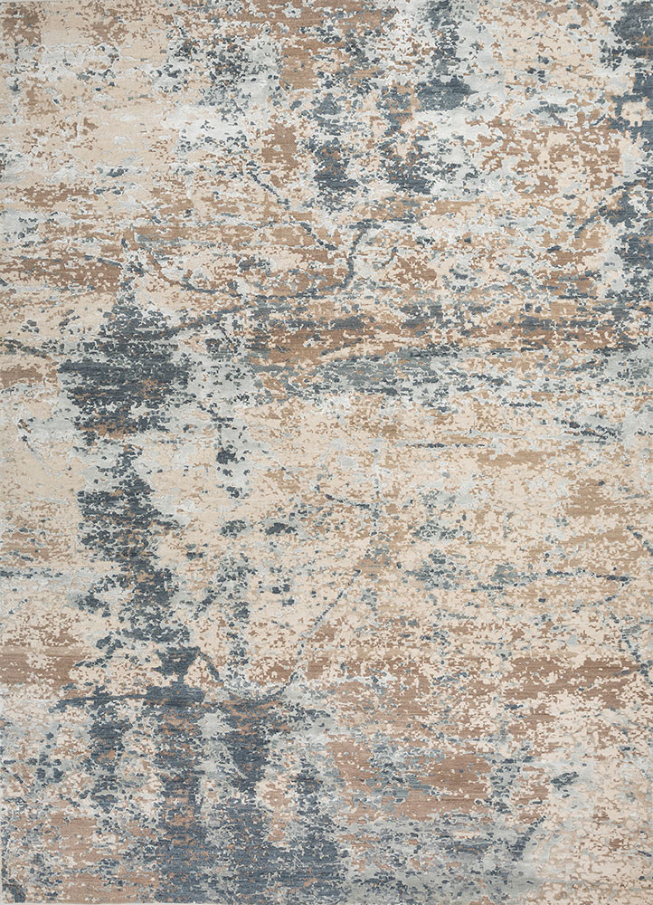 chaos theory by kavi beige and brown wool and bamboo silk hand knotted Rug - HeadShot chaos theory by kavi beige and brown wool and bamboo silk hand knotted Rug - HeadShot