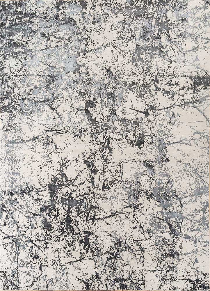 ivory ivory wool and bamboo silk hand knotted Rug