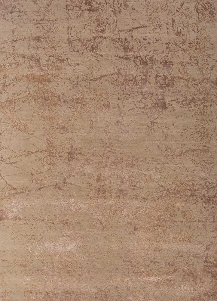  beige and brown wool and bamboo silk hand knotted Rug