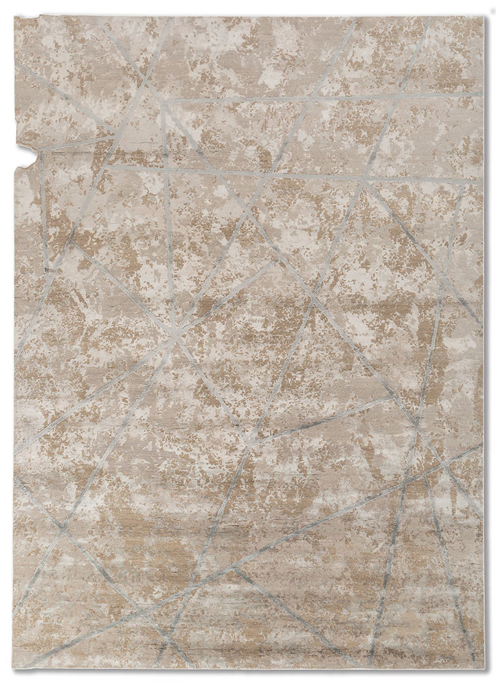 chaos theory by kavi grey and black wool and bamboo silk hand knotted Rug - HeadShot