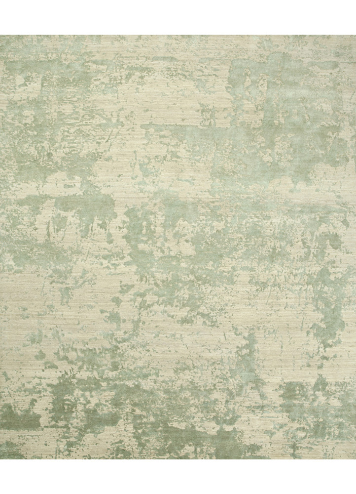  ivory wool and bamboo silk hand knotted Rug