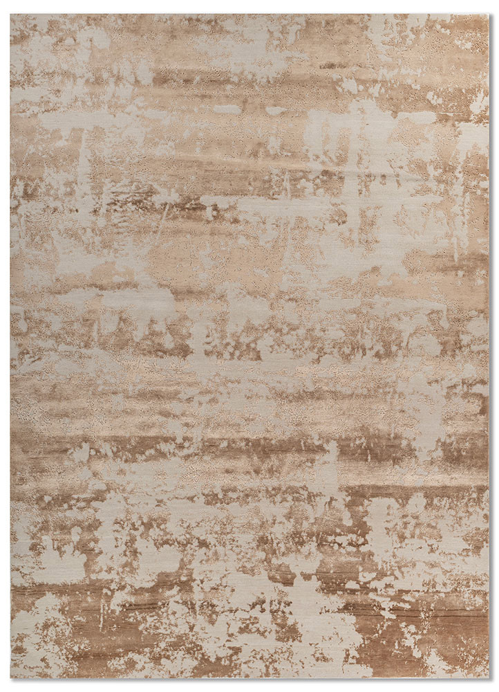  ivory wool and bamboo silk hand knotted Rug