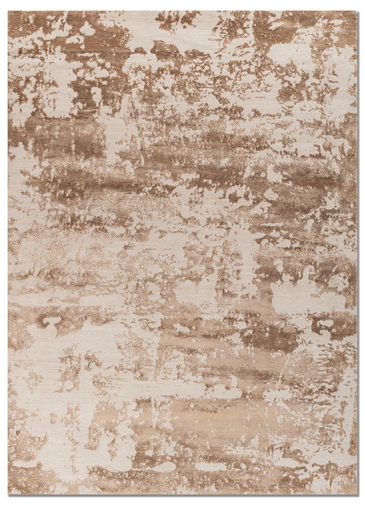  ivory wool and bamboo silk hand knotted Rug