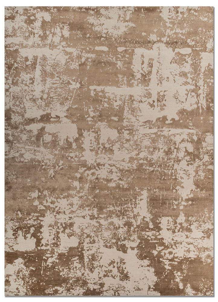  ivory wool and bamboo silk hand knotted Rug