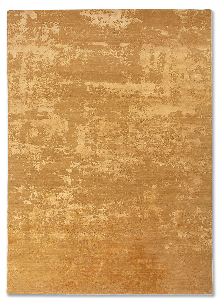  gold wool and bamboo silk hand knotted Rug