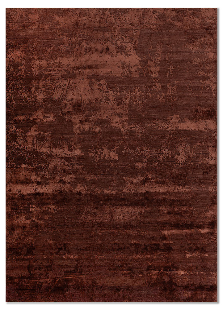  red and orange wool and bamboo silk hand knotted Rug