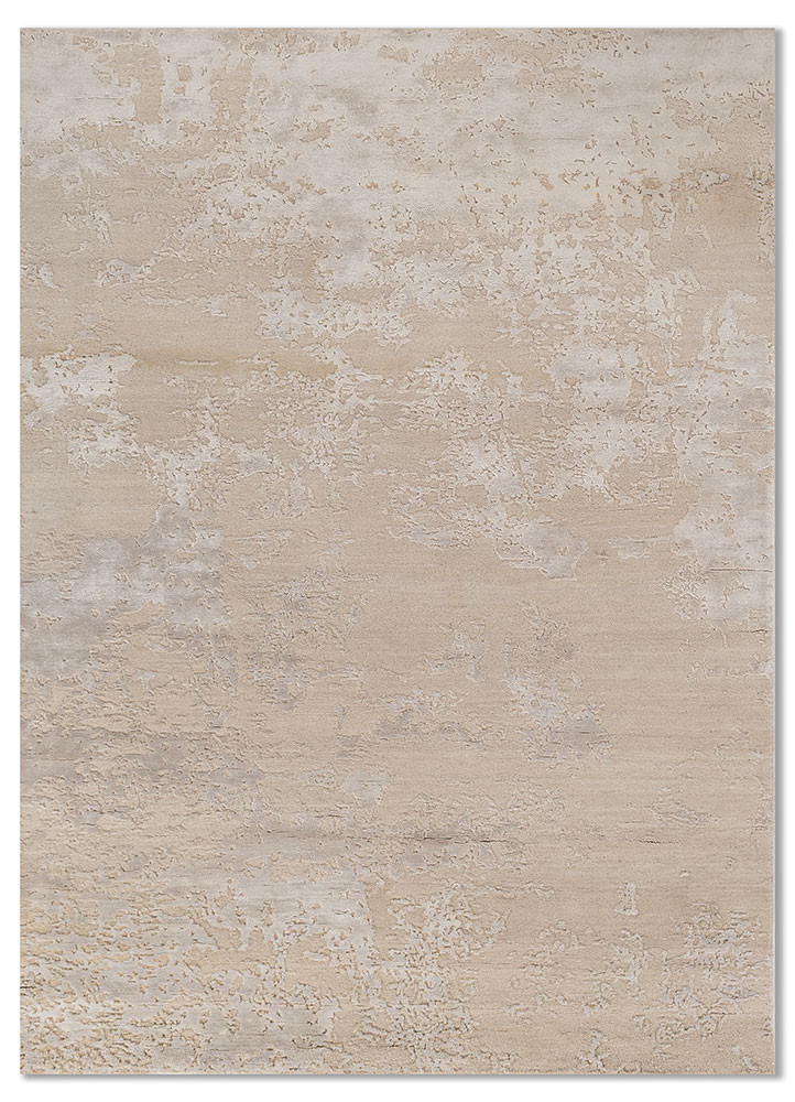 project error by kavi ivory wool and bamboo silk hand knotted Rug - HeadShot