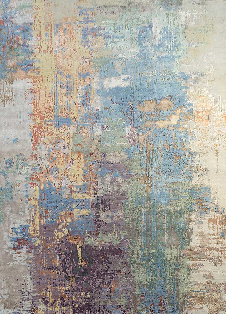 multi multi wool and bamboo silk hand knotted Rug
