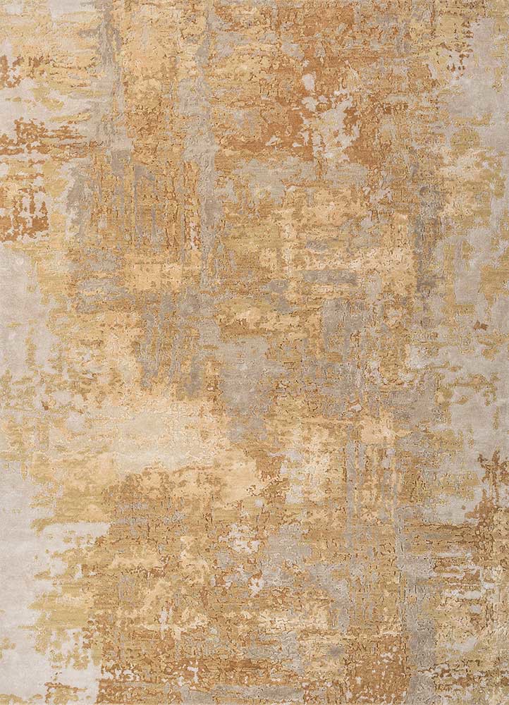  gold wool and bamboo silk hand knotted Rug