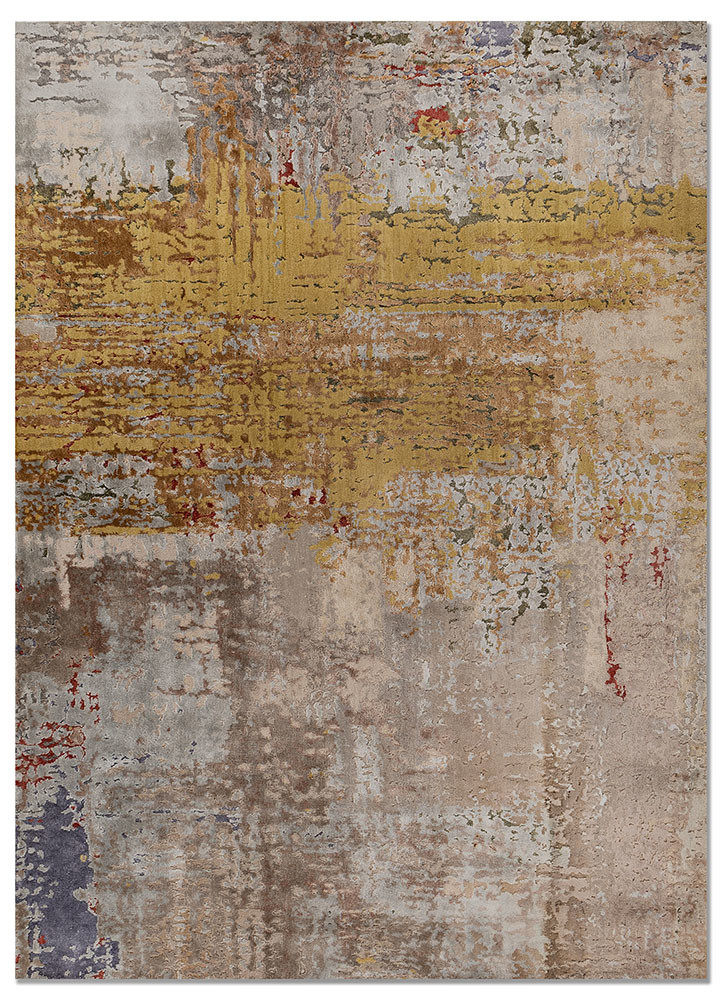 chaos theory by kavi grey and black wool and bamboo silk hand knotted Rug - HeadShot
