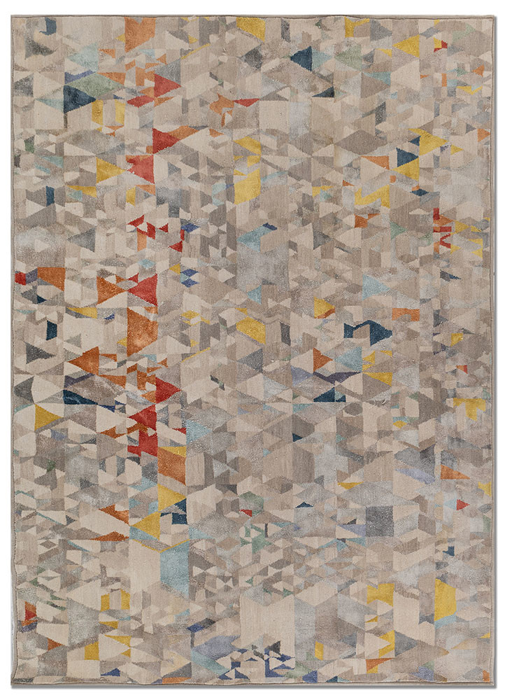 chaos theory by kavi grey and black wool and bamboo silk hand knotted Rug - HeadShot