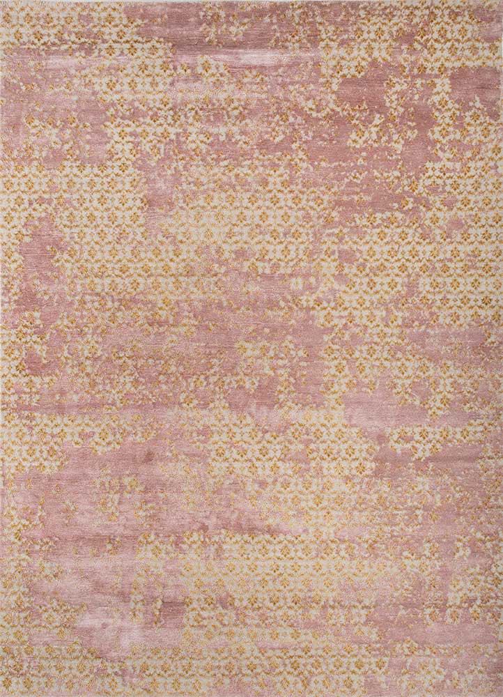  ivory wool and bamboo silk hand knotted Rug