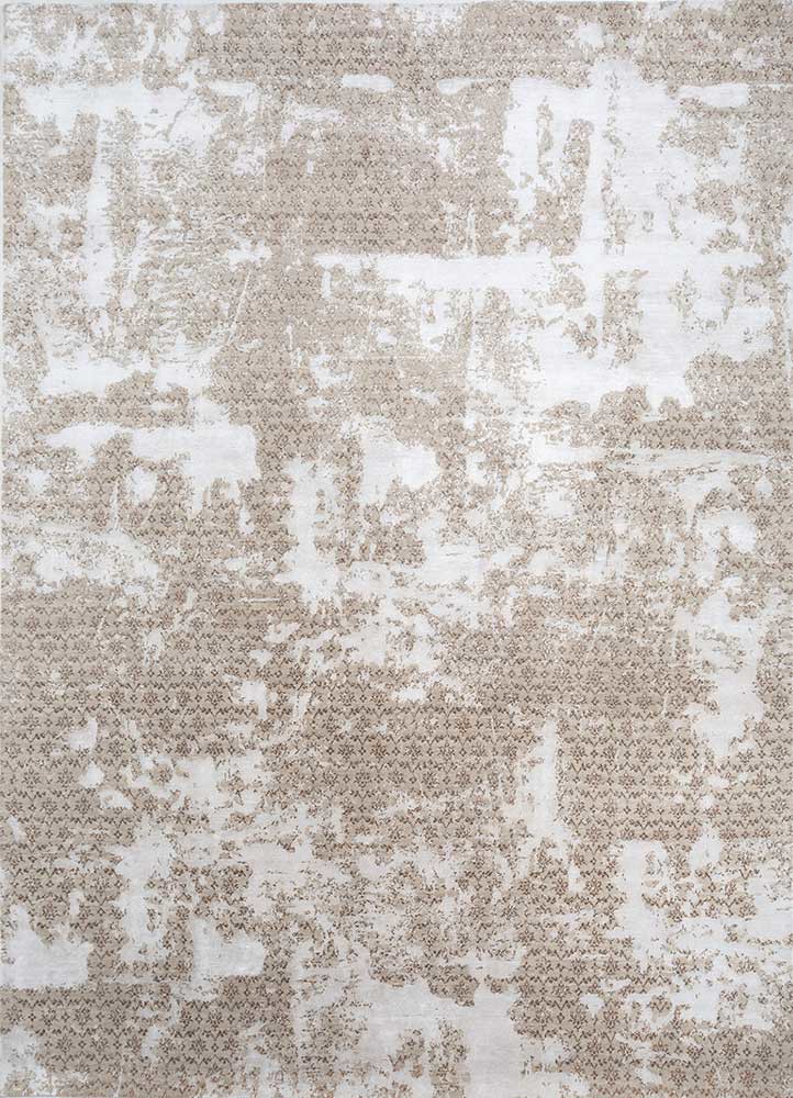 hidden by kavi ivory wool and bamboo silk hand knotted Rug - HeadShot