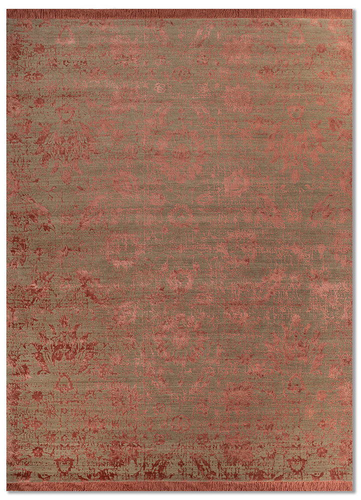 chaos theory by kavi beige and brown wool and bamboo silk hand knotted Rug - HeadShot