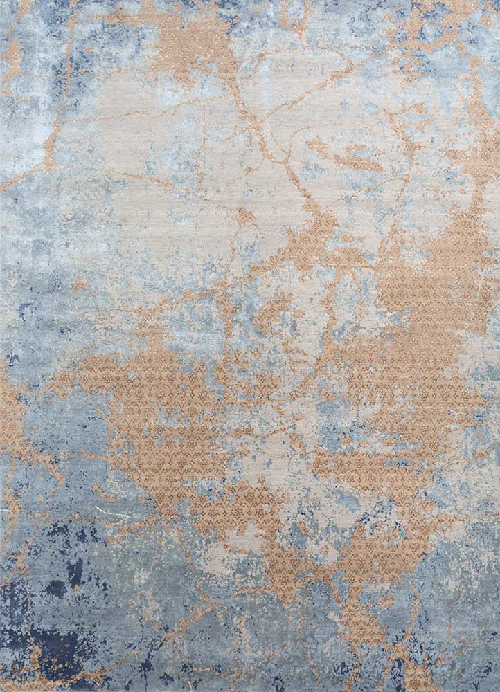  grey and black wool and bamboo silk hand knotted Rug