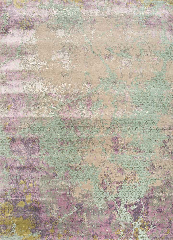 hidden by kavi grey and black wool and bamboo silk hand knotted Rug - HeadShot