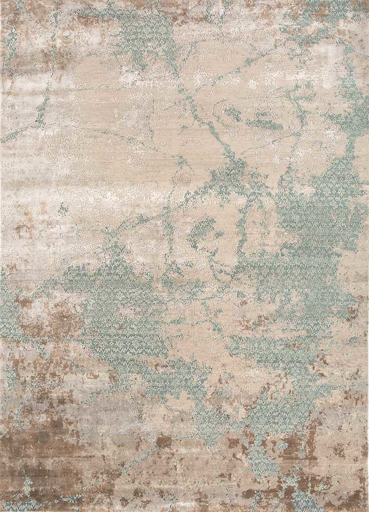  grey and black wool and bamboo silk hand knotted Rug