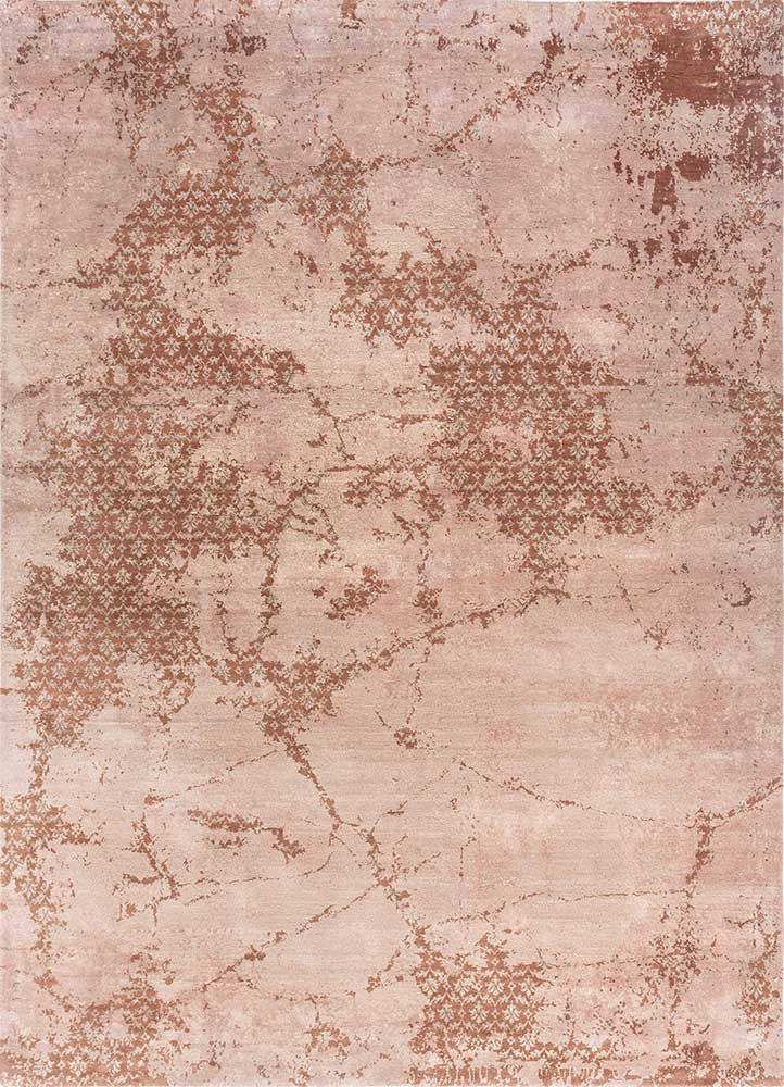 hidden by kavi red and orange wool and bamboo silk hand knotted Rug - HeadShot