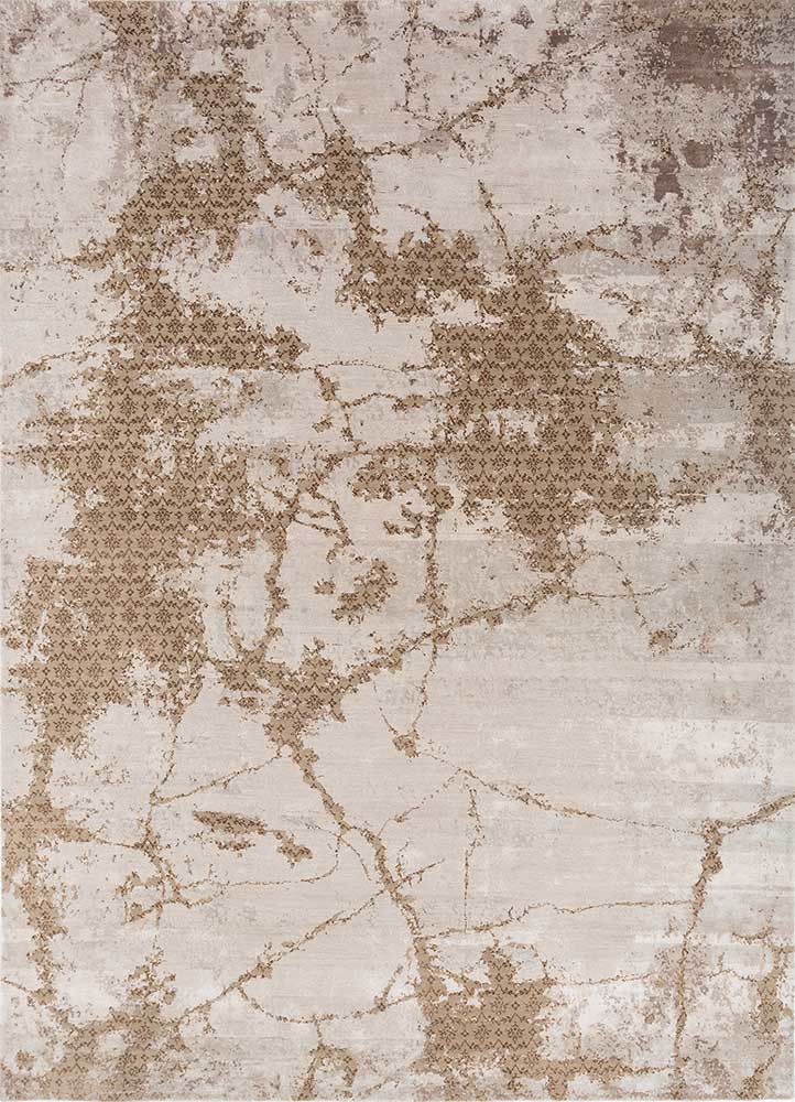  ivory wool and bamboo silk hand knotted Rug