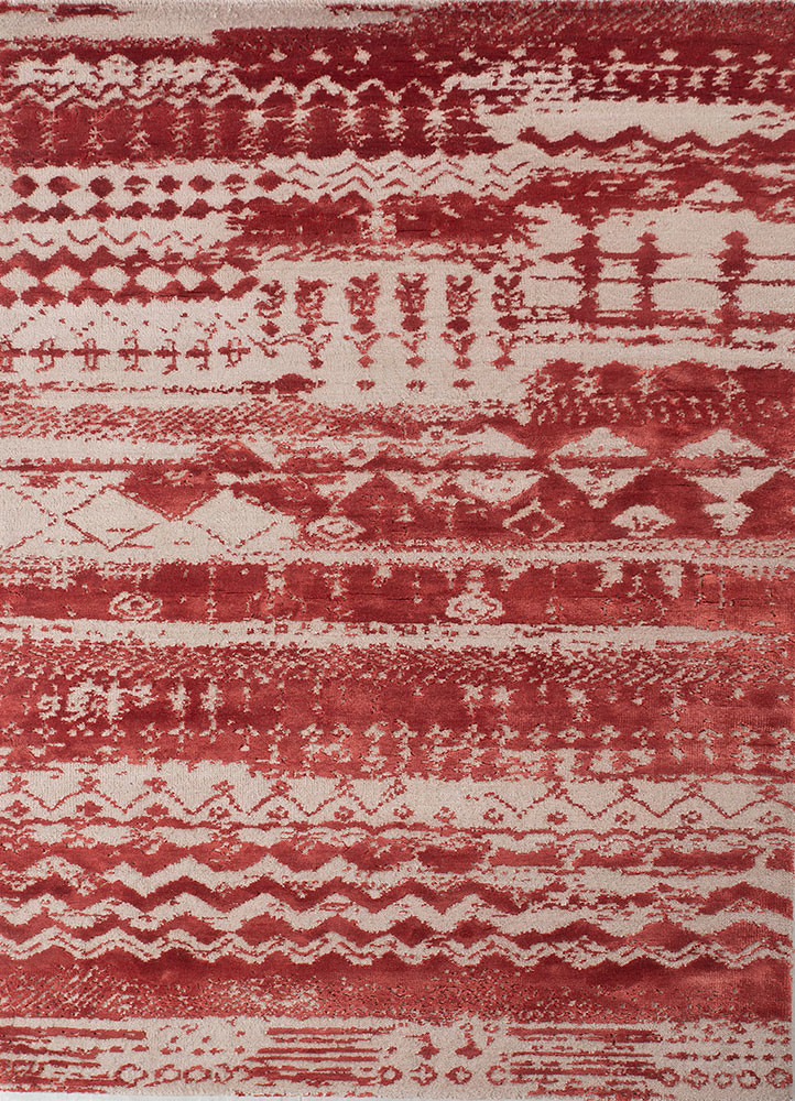 project error by kavi ivory wool and bamboo silk hand knotted Rug - HeadShot