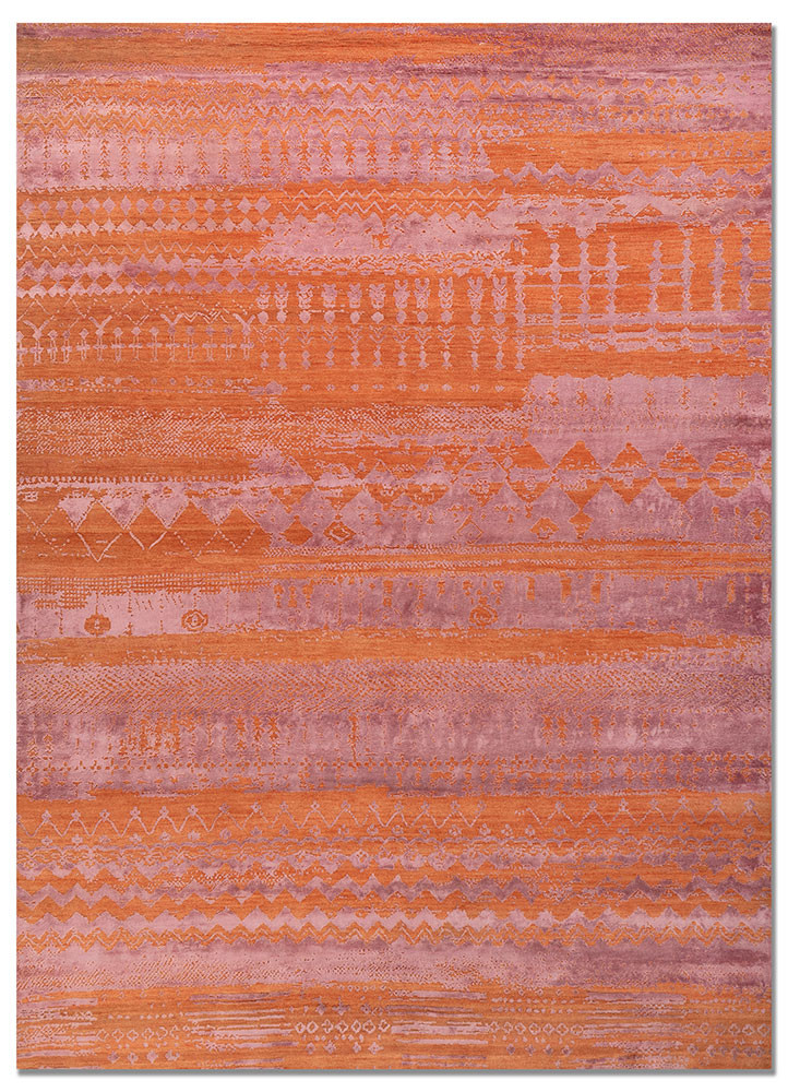 aprezo red and orange wool and bamboo silk hand knotted Rug - HeadShot aprezo red and orange wool and bamboo silk hand knotted Rug - HeadShot