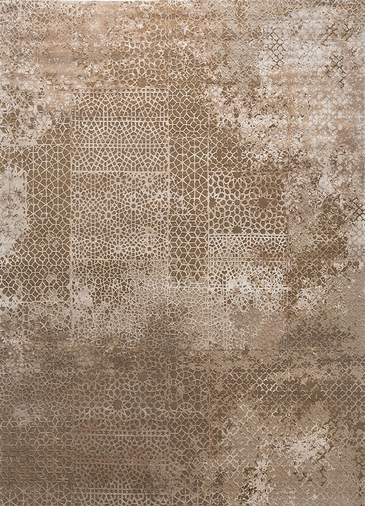 gold gold wool and bamboo silk hand knotted Rug