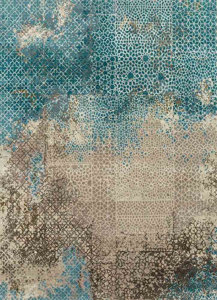 tattvam blue wool and bamboo silk hand knotted Rug - HeadShot tattvam blue wool and bamboo silk hand knotted Rug - HeadShot