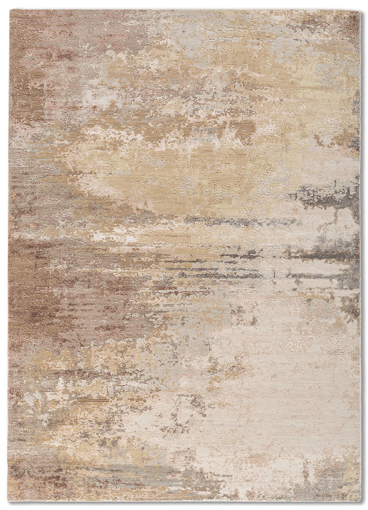  ivory wool and bamboo silk hand knotted Rug