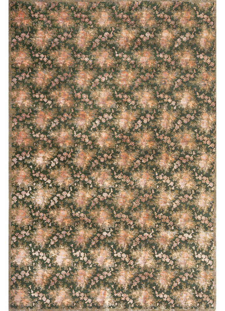 Eugenie by Peter D'Ascoli  green wool and bamboo silk hand knotted Rug